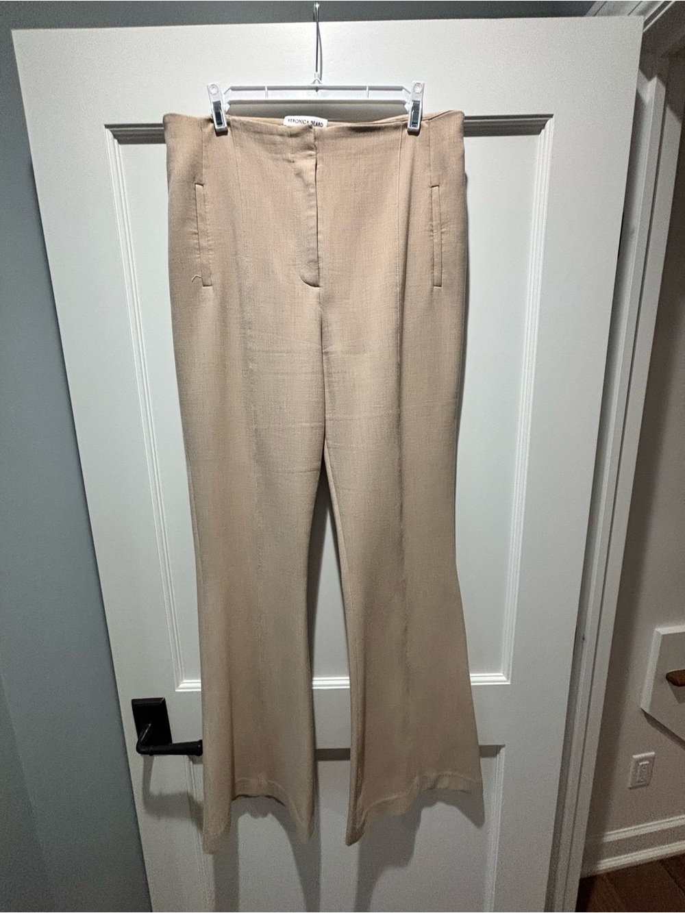 Veronica Beard Beige Flare Trousers